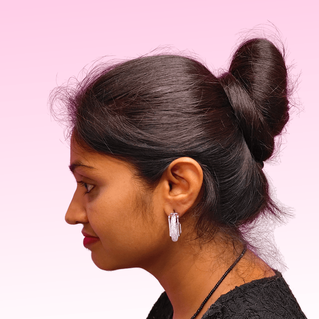 Silver net hoops - Women's western earrings partywear | Alankara