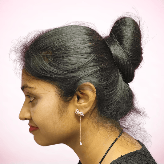 White earrings western bow danglers - Stainless steel earrings Partywear | ALANKARA