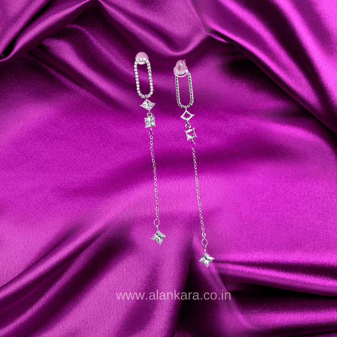 White capsule danglers - Women's western earrings long