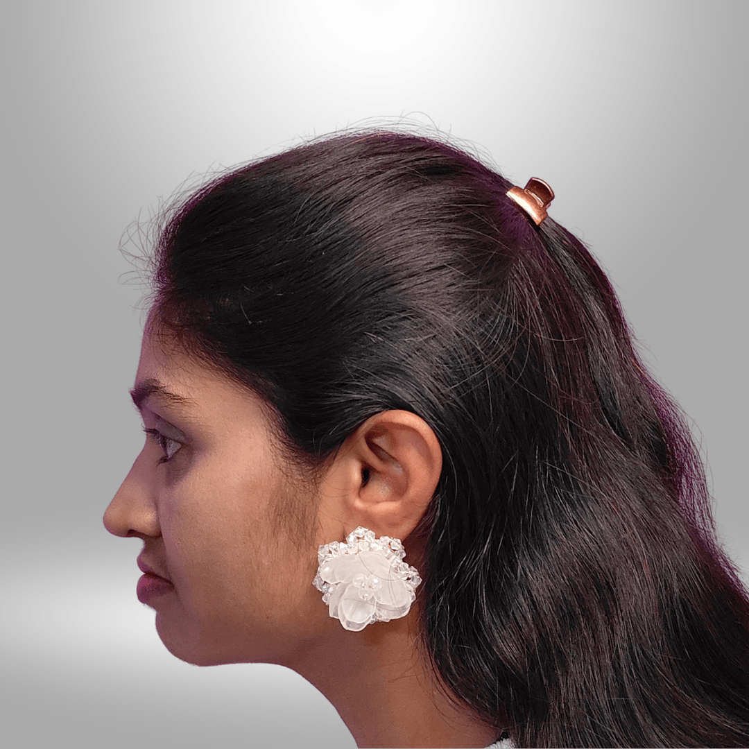 White Earrings studs - Women Partywear Earrings | ALANKARA