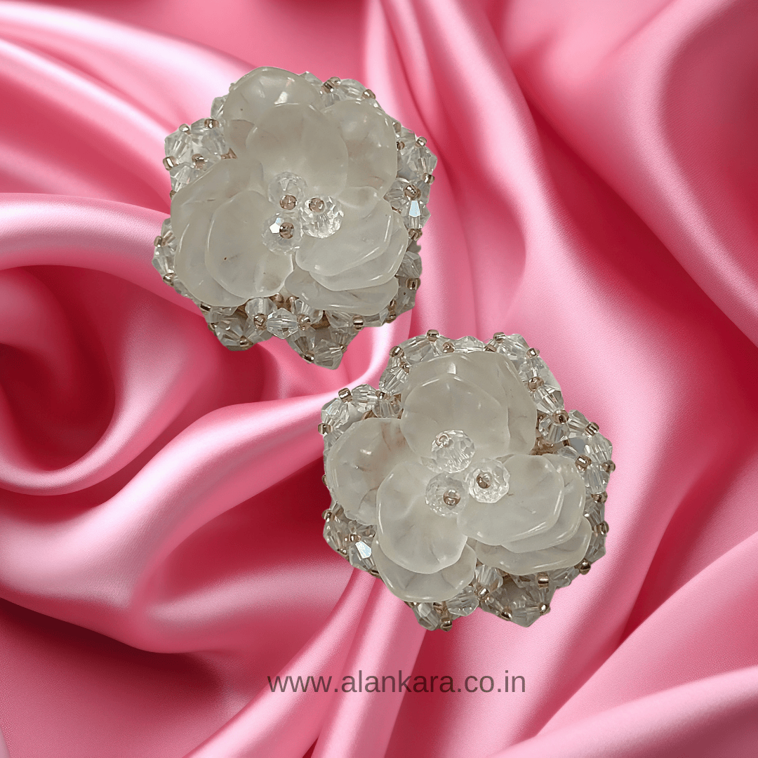 White Earrings studs - Stylish Western earrings | ALANKARA