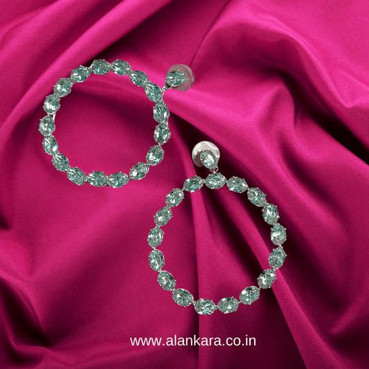White earrings for women crystal hoops | ALANKARA