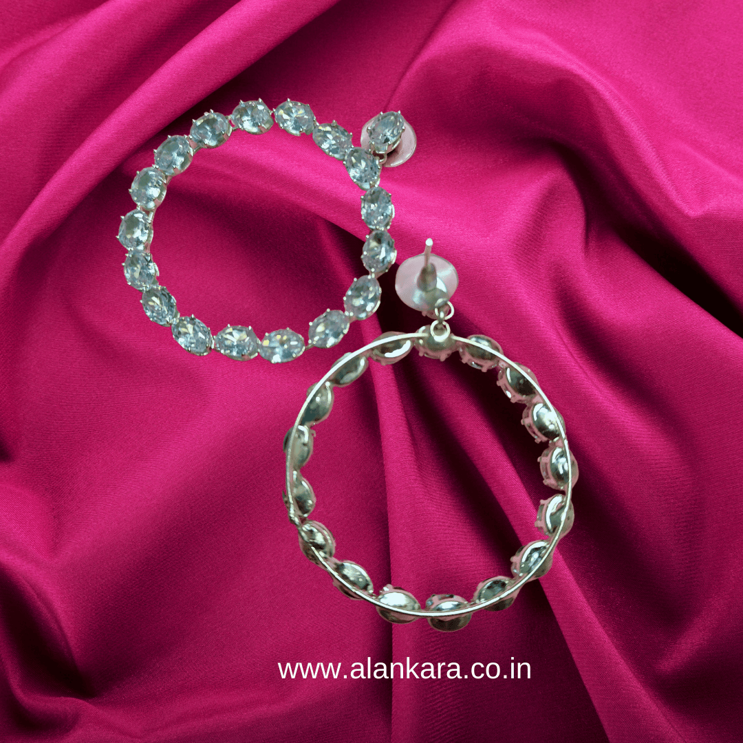 White crystal hoop Earrings