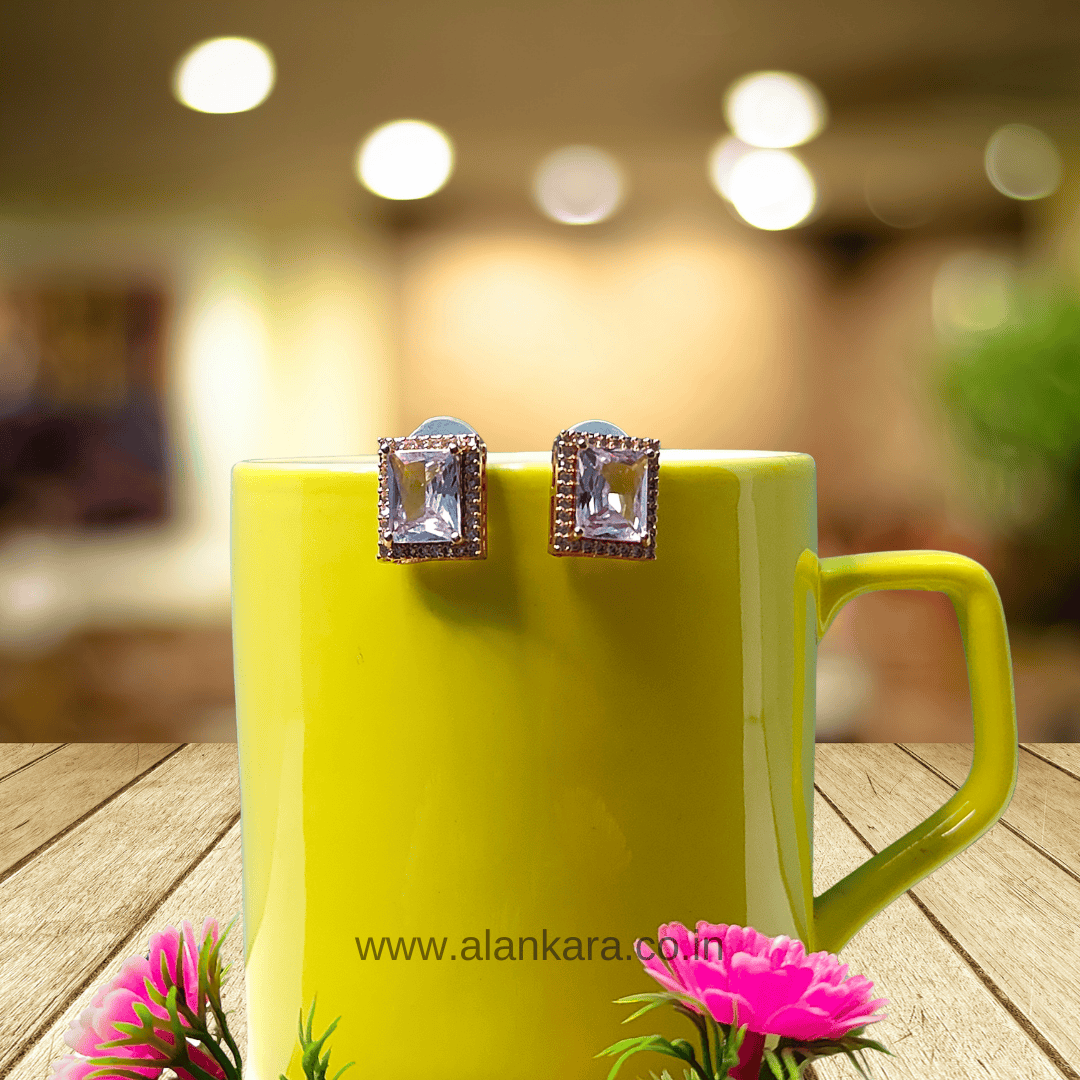 Stylish western earrings - white crystal studs