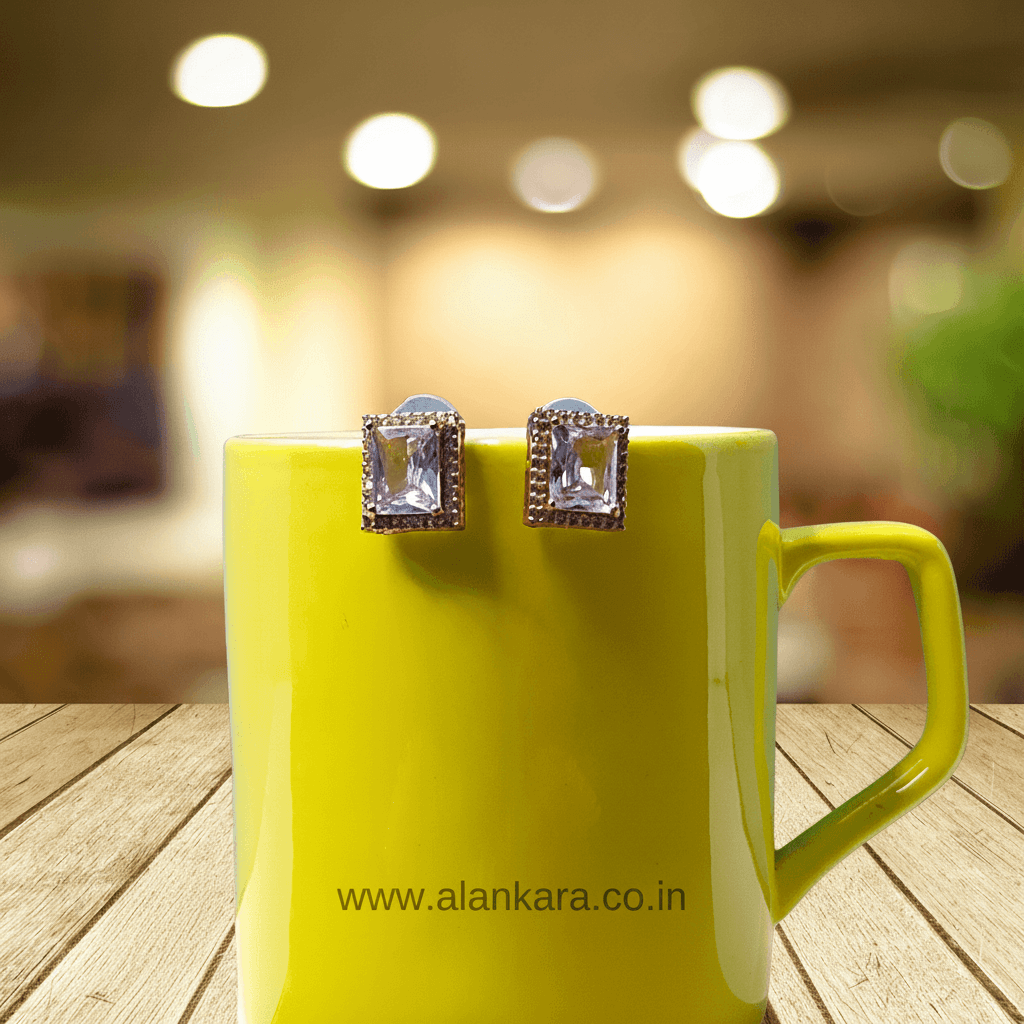 Stylish western earrings - white crystal studs