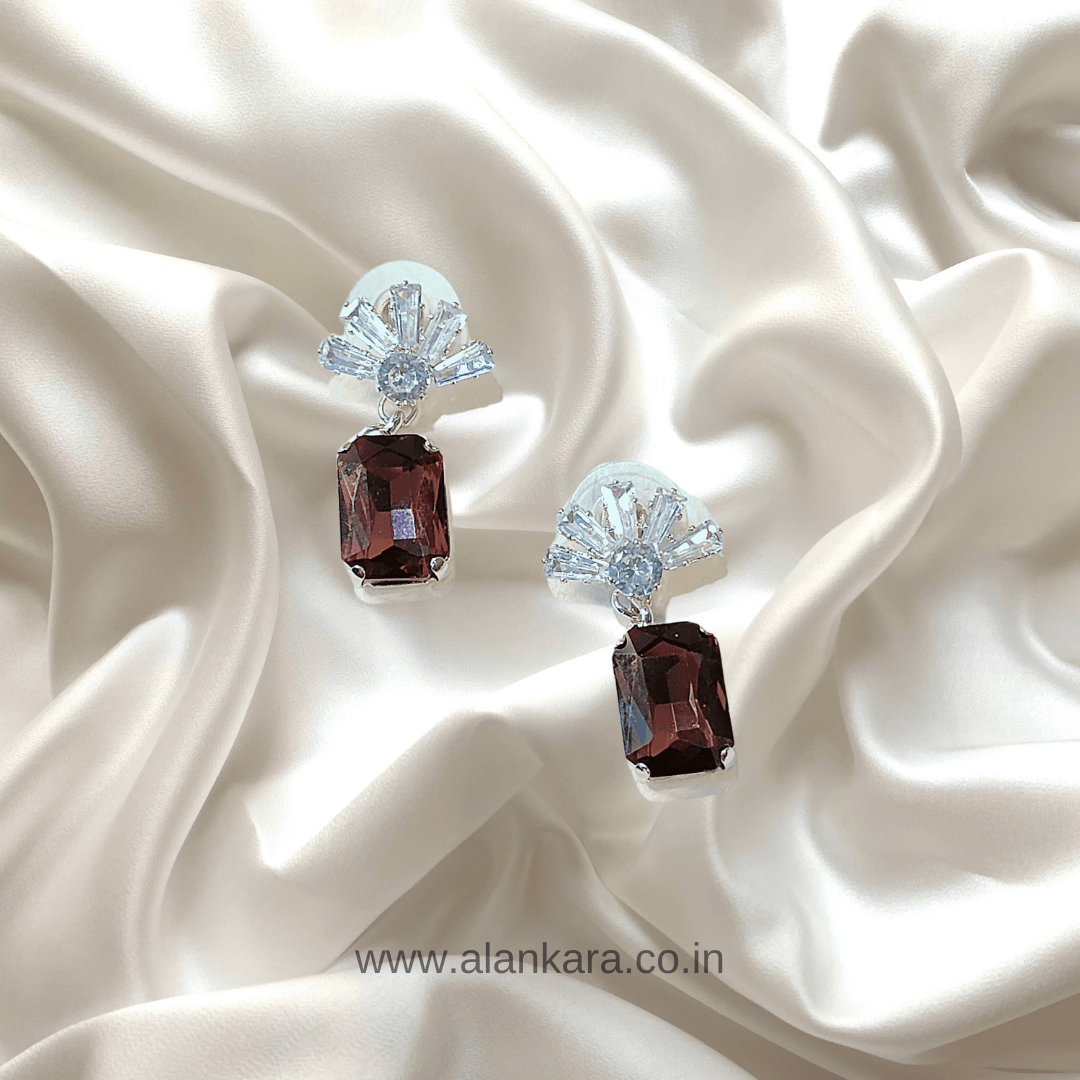 Wine crown glass studs - korean earrings for women partywear | ALANKARA