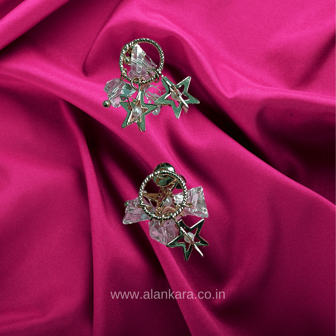 White earrings western - crystal star studs | ALANKARA