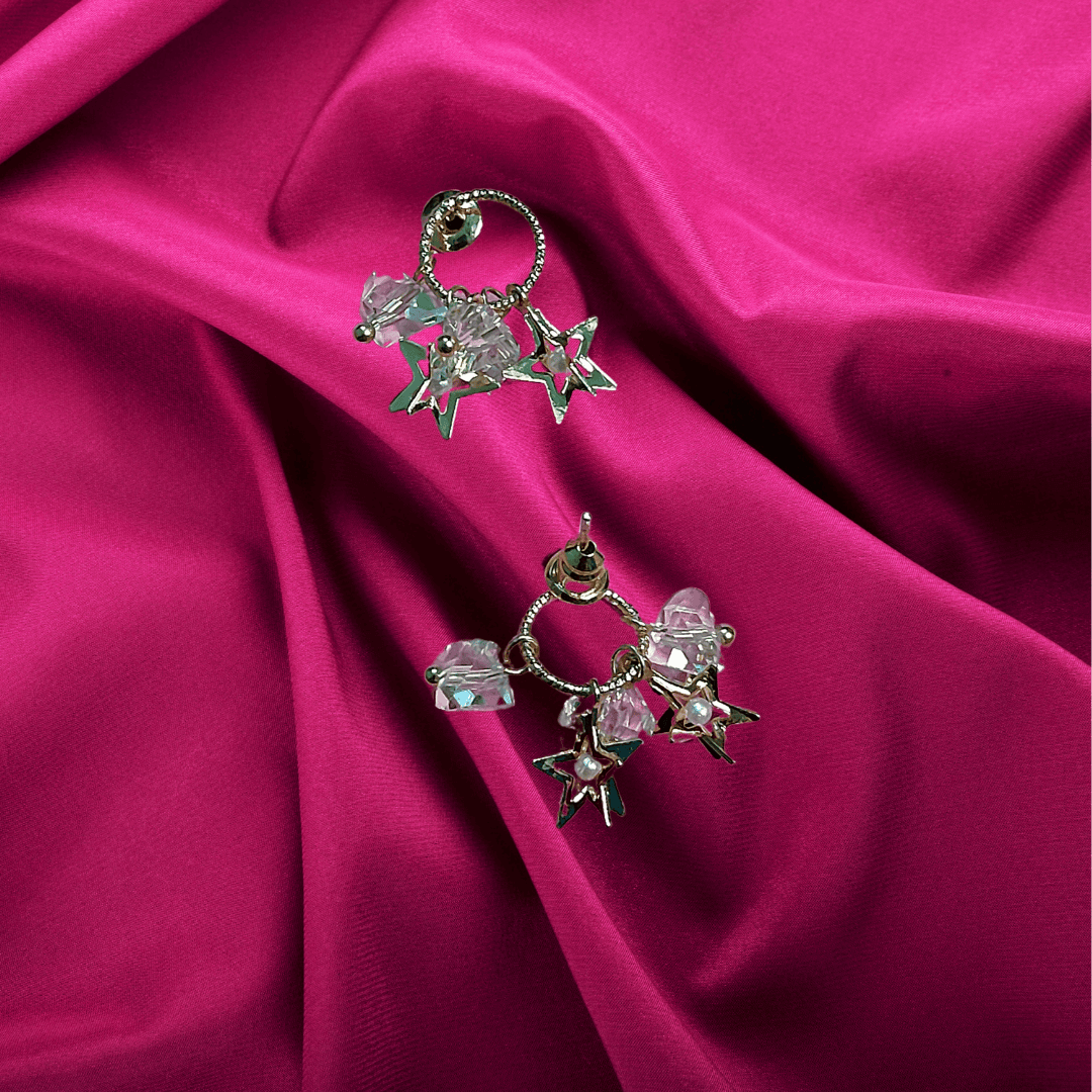 White crystal star studs - Western Earrings 