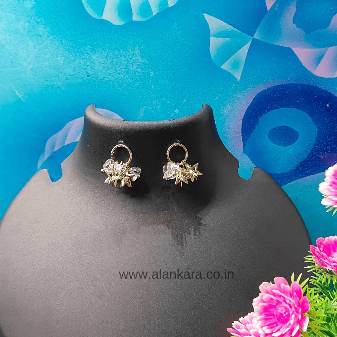 White crystal star stud Earrings