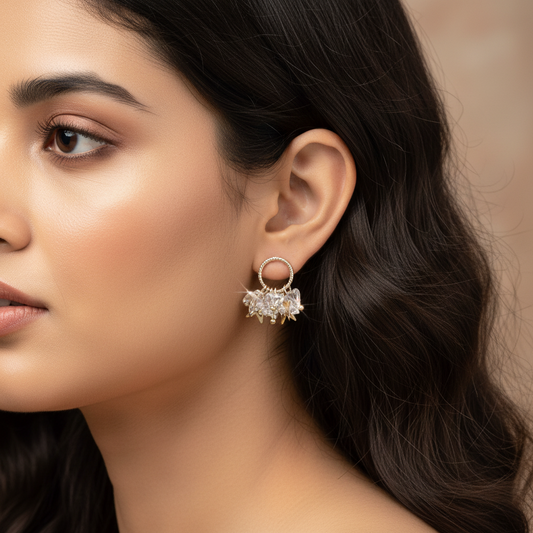 White crystal star stud Earrings