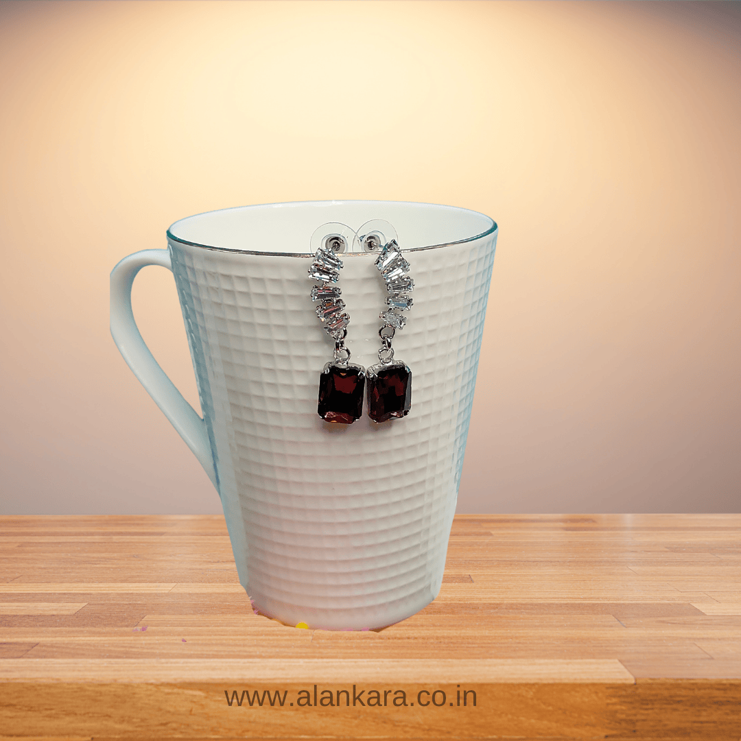 Wine curve glass studs - Partywear Earrings | Alankara