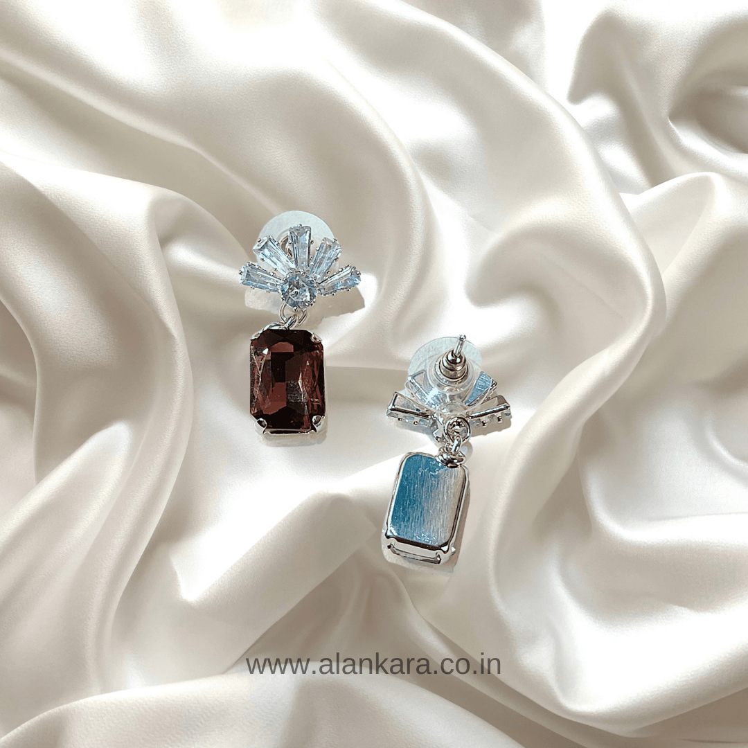 Wine crown glass studs earrings