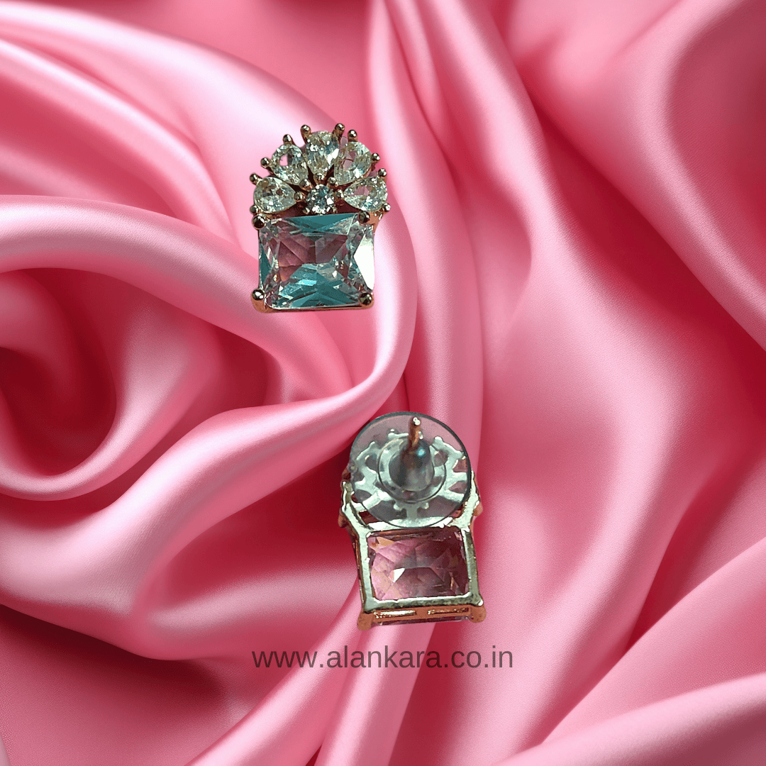 White Floral crystal studs - Stylish western Earrings