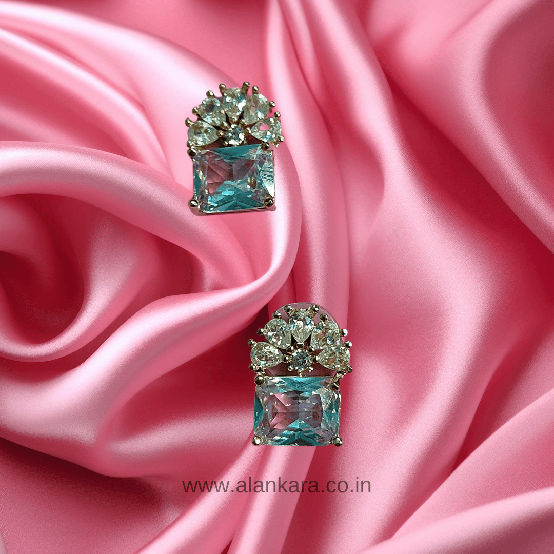 White Earrings western - Floral crystal studs | ALANKARA