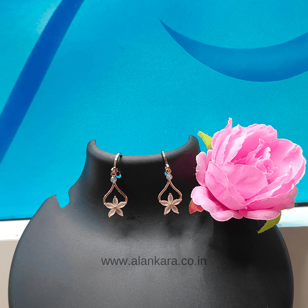 White floral drop hoops - Stainless steel western earrings