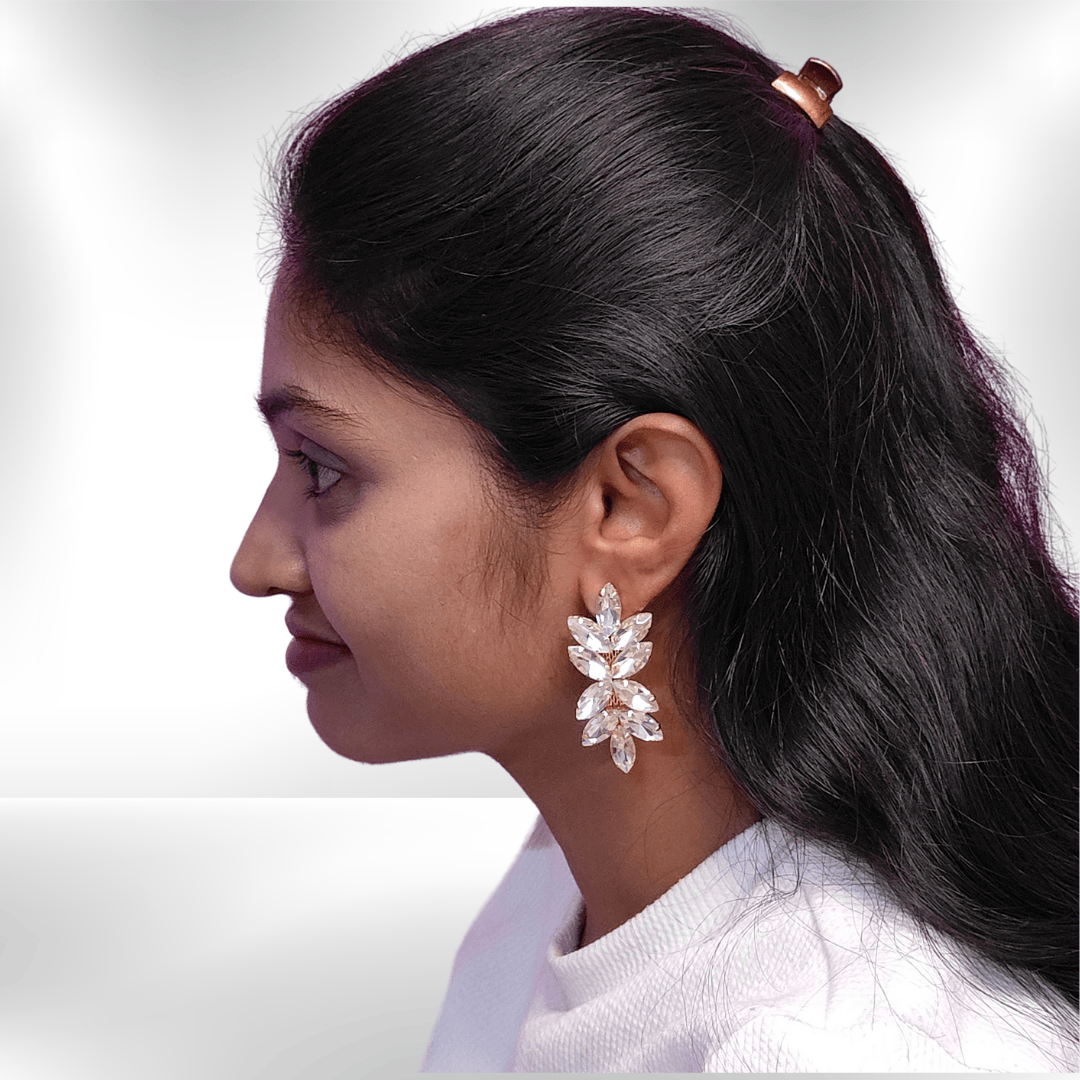 White stone jhumkas - Partywear Korean Earrings | Alankara
