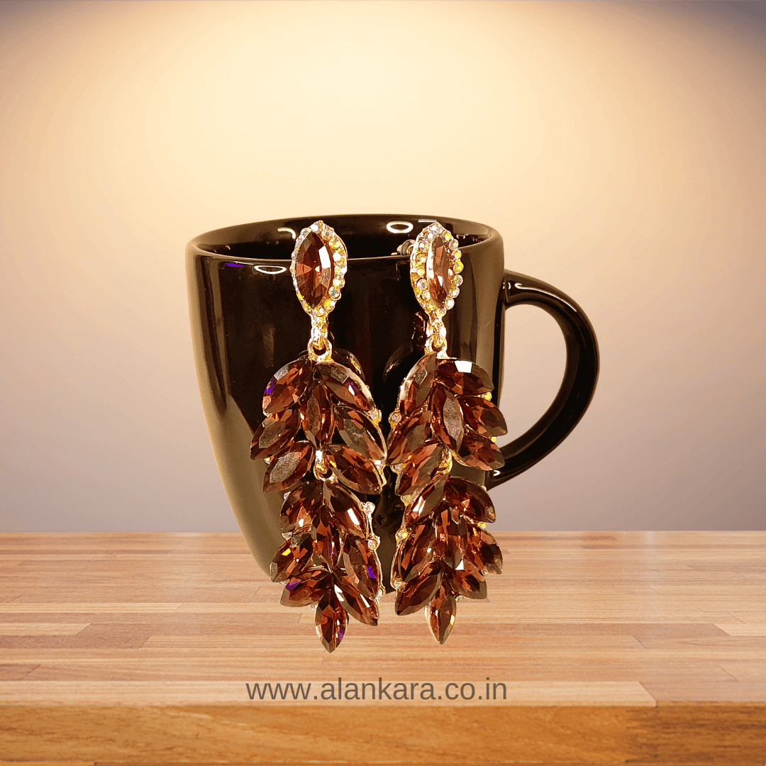 Wine stone Earrings dangler - Partywear Earrings | Alankara