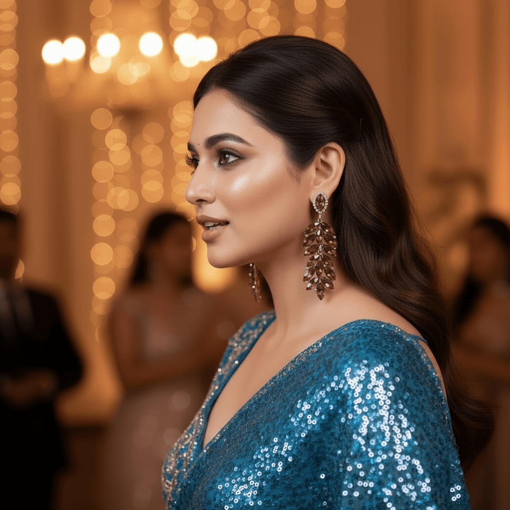 Wine Earrings - Korean glass stone Partywear Earrings | Alankara