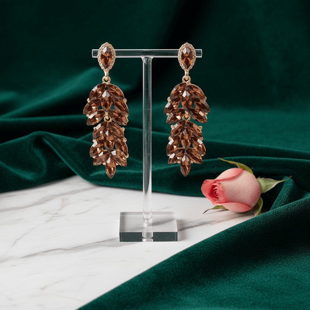 Wine Petals jhumki danglers - glass stone Korean earrings | Alankara