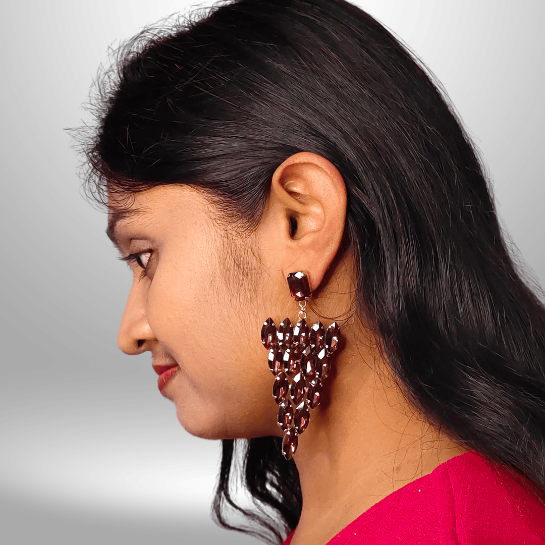 Wine Grapes Stone Danglers - Partywear Korean Earrings | ALANKARA