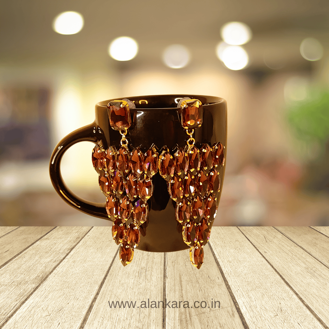 Wine Grapes Stone Danglers - maroon Partywear Earrings | ALANKARA