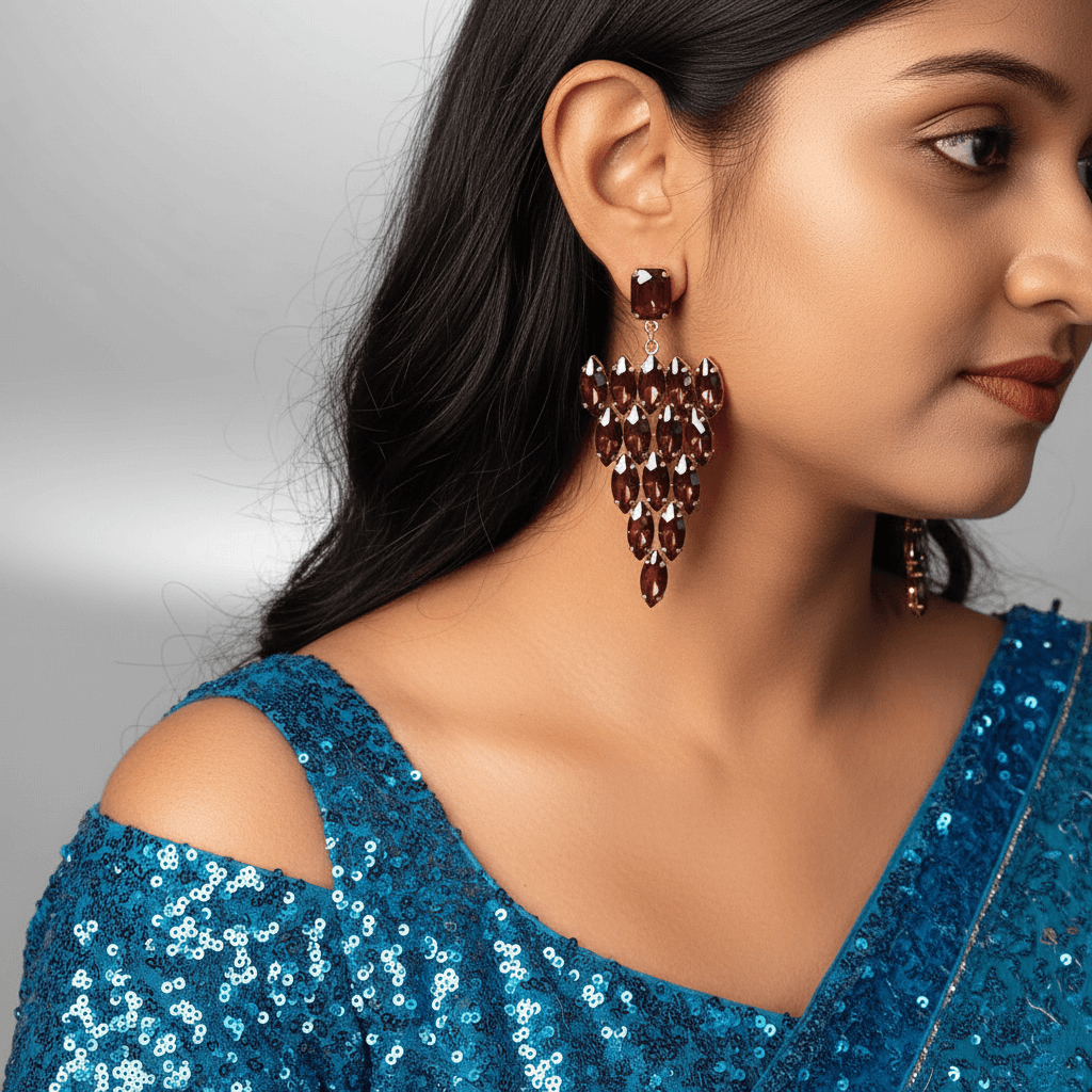 Wine Grapes Stone Danglers - Partywear Korean Earrings | Alankara