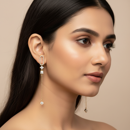 White capsule dangler earrings