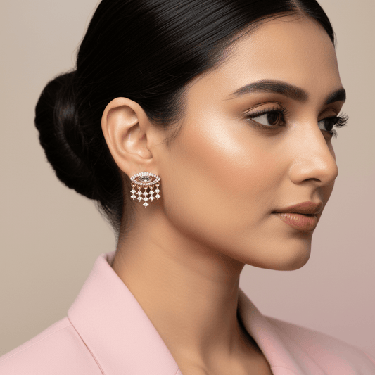 White evileye studs - Earrings for jeans top & western dress | Alankara