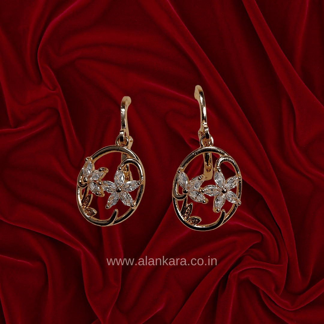 White floral hoops - Stylish white earrings western | ALANKARA