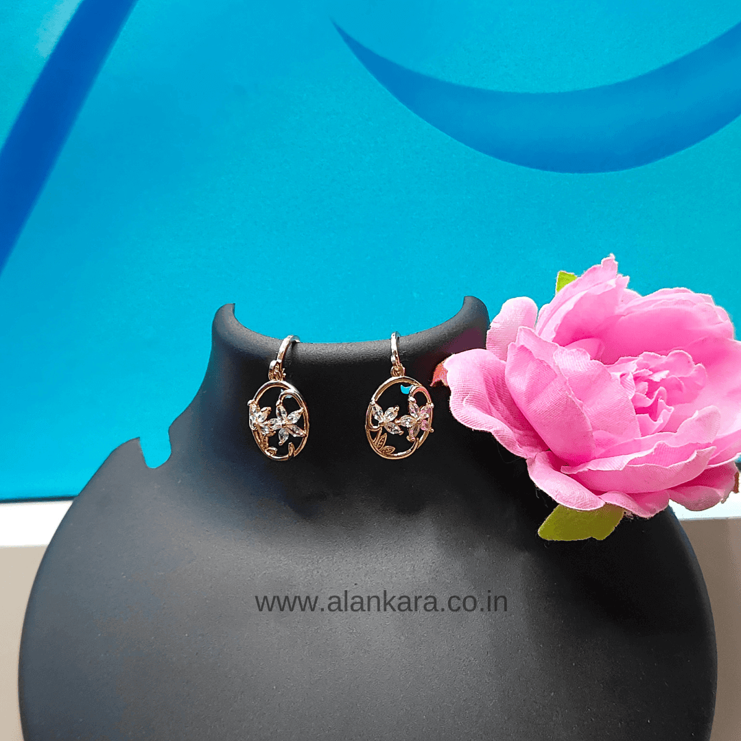 White floral hoop earrings