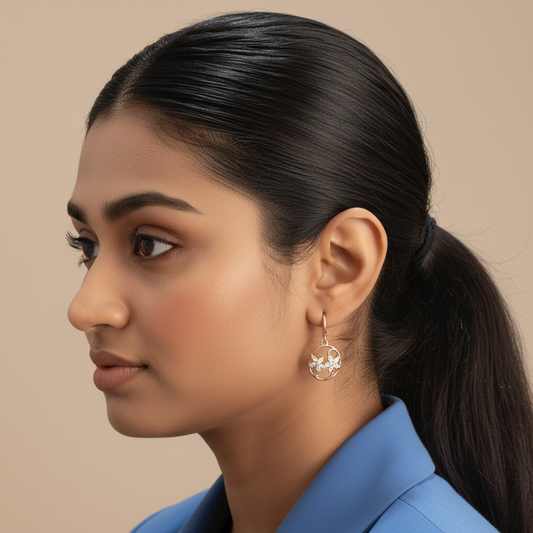 White floral hoops - stainless steel western earrings