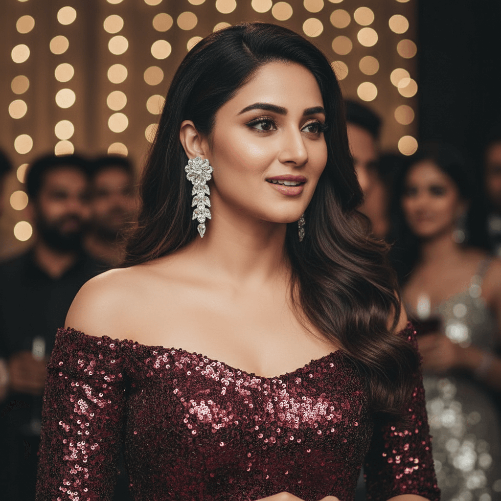 White Flower Petals Danglers - Partywear Earrings Glass stone | Alankara