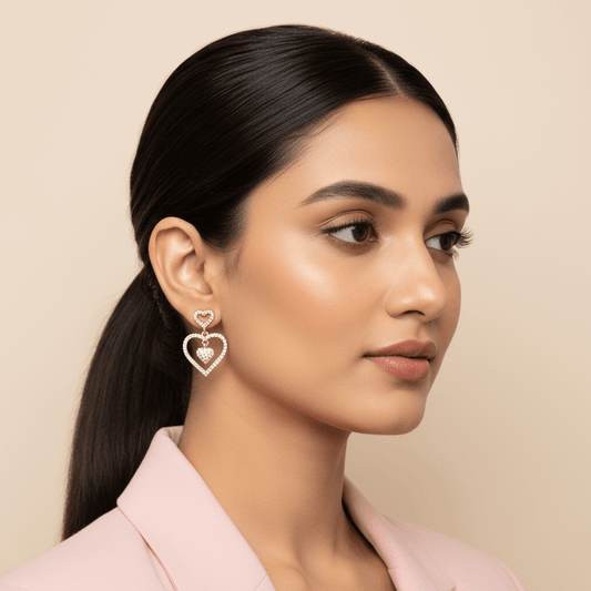 White heart drop studs - Women's western earrings