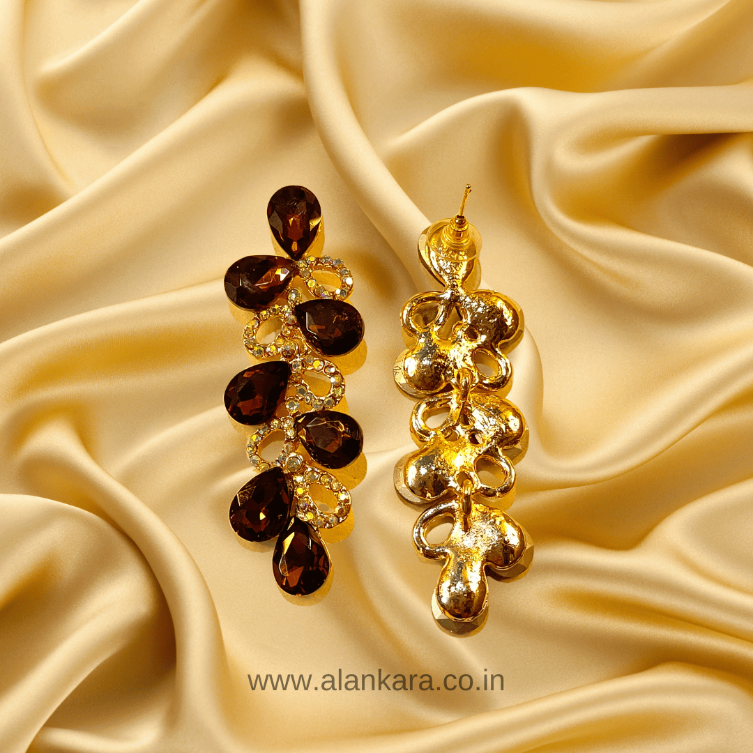 Wine color Earrings stone - Partywear Earrings.