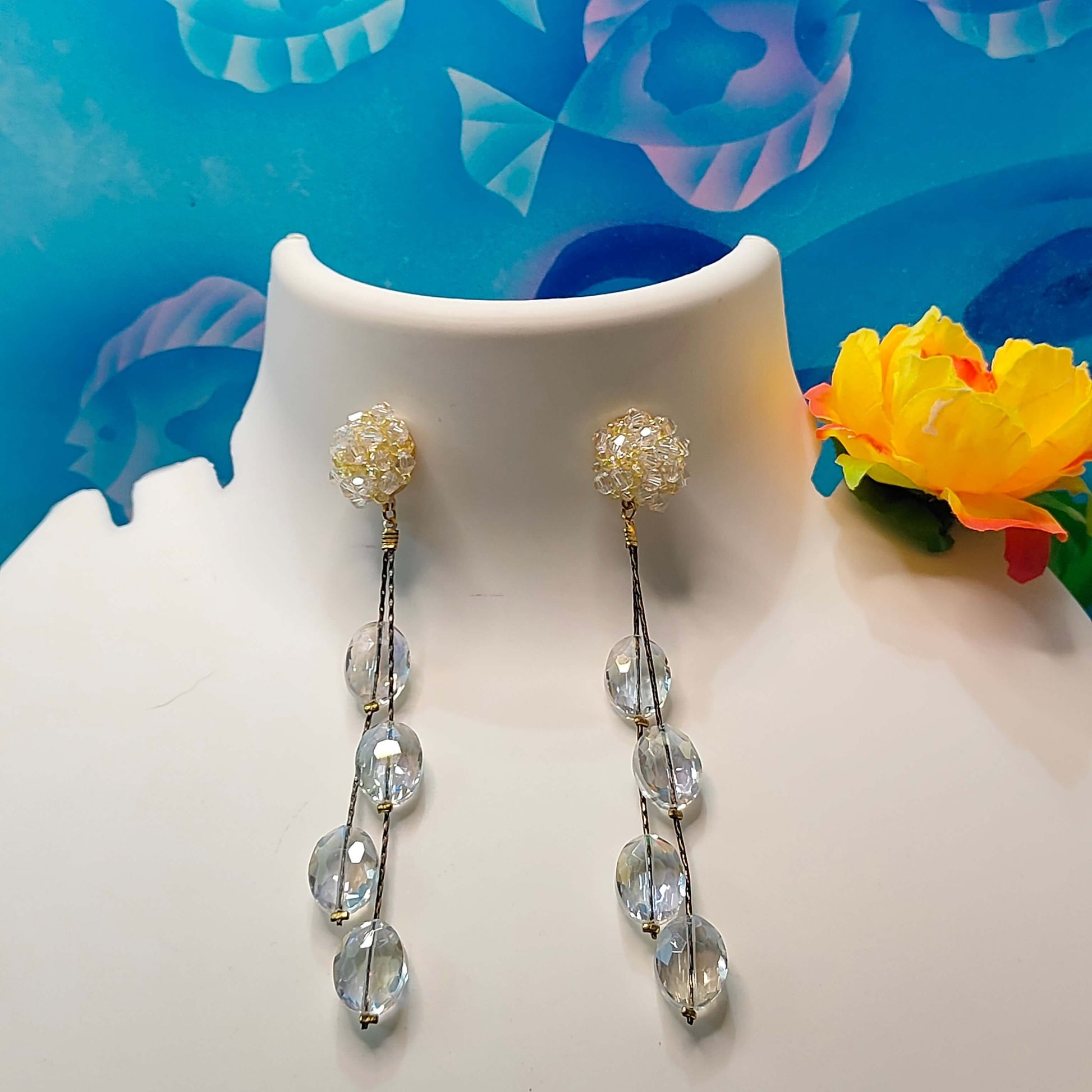 White long Flower danglers - Stylish Western Earrings | Alankara