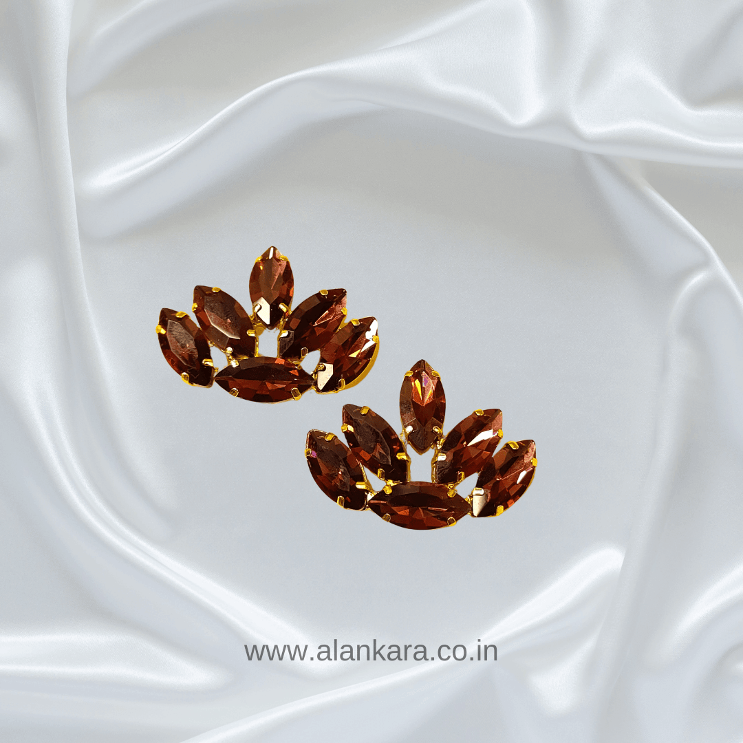 Maroon Earrings - glass studs | Alankara