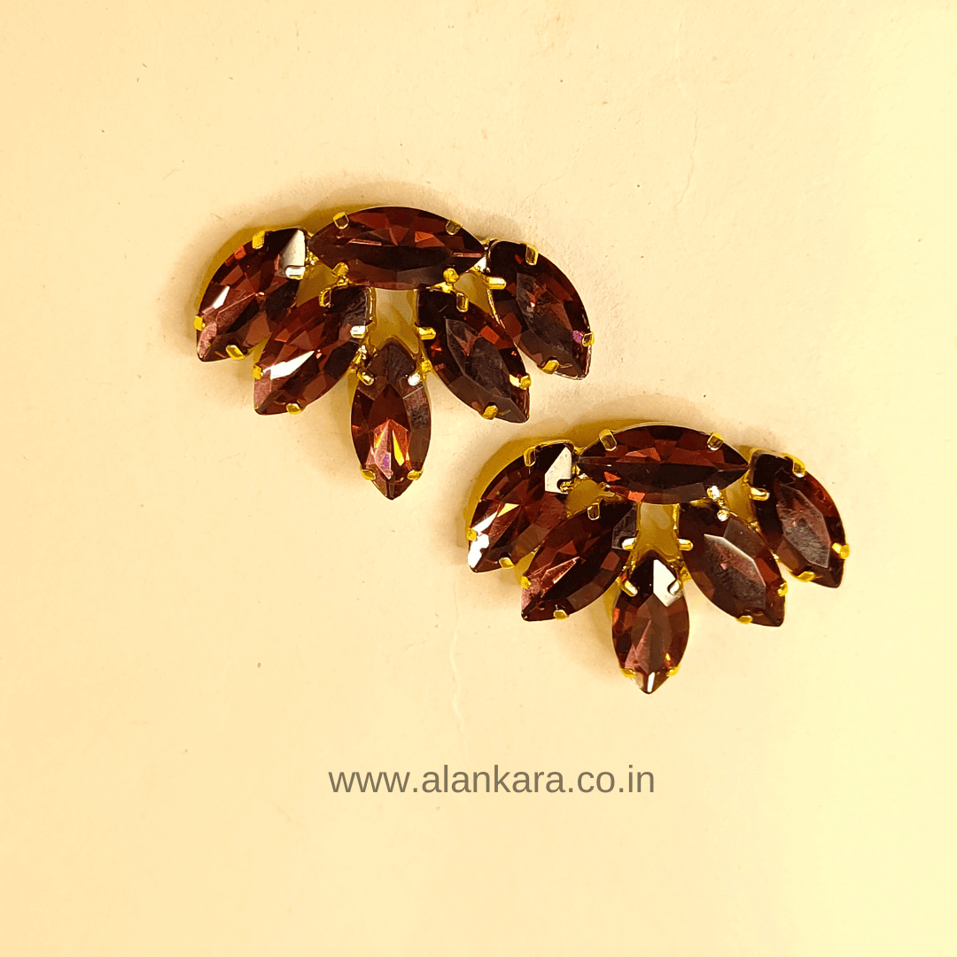 Wine stone Earrings Partywear - glass studs | Alankara