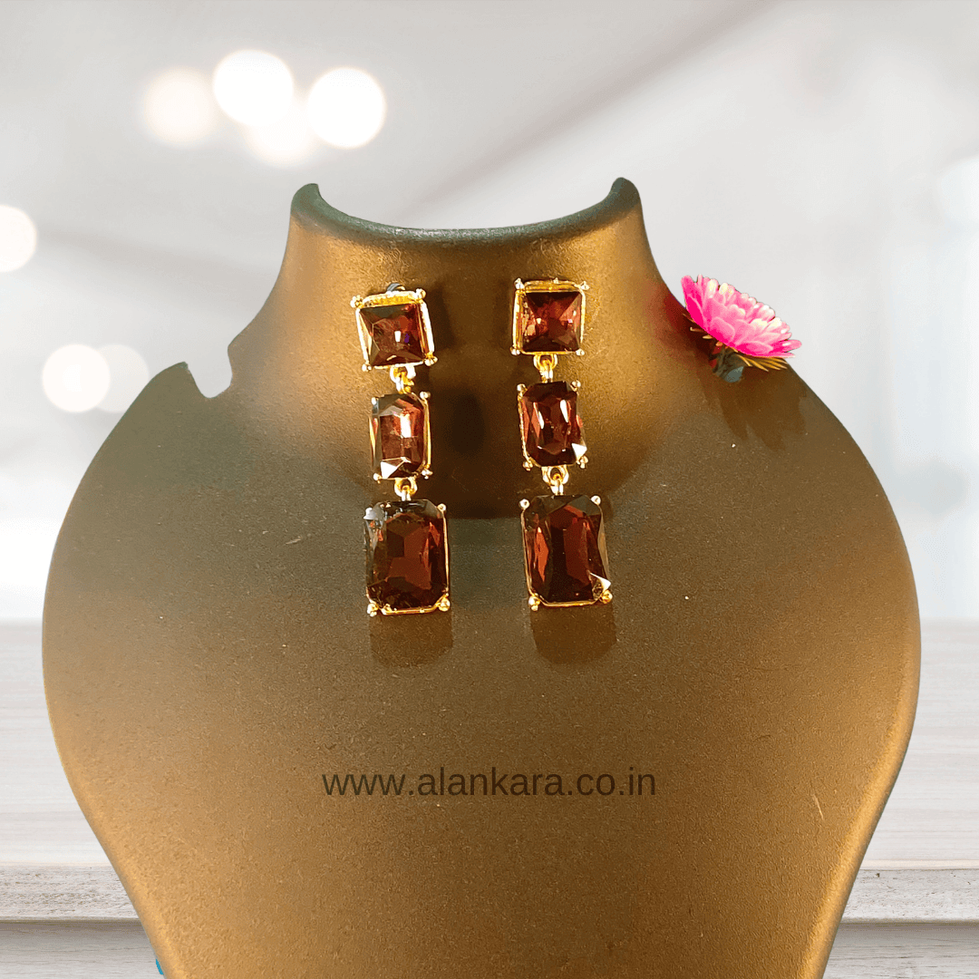 Wine stone earrings Long danglers - Partywear Earrings | Alankara