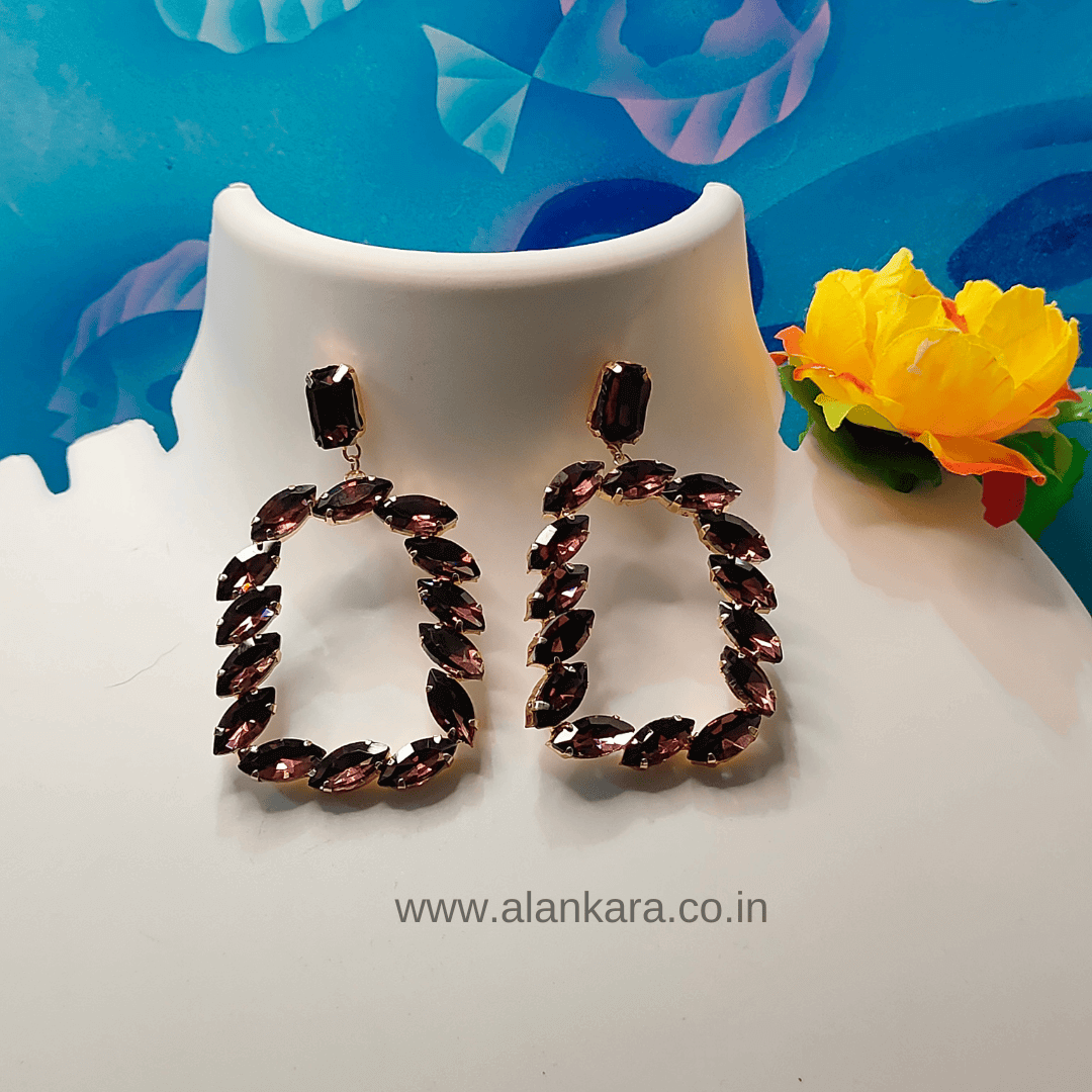 Wine Earrings - Partywear Glass stone Korean earrings | Alankara