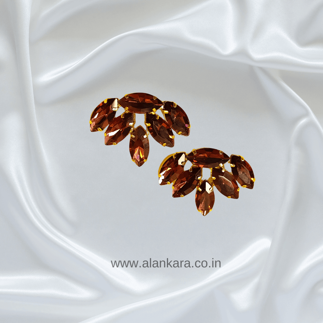 Maroon Earrings - glass studs | Alankara