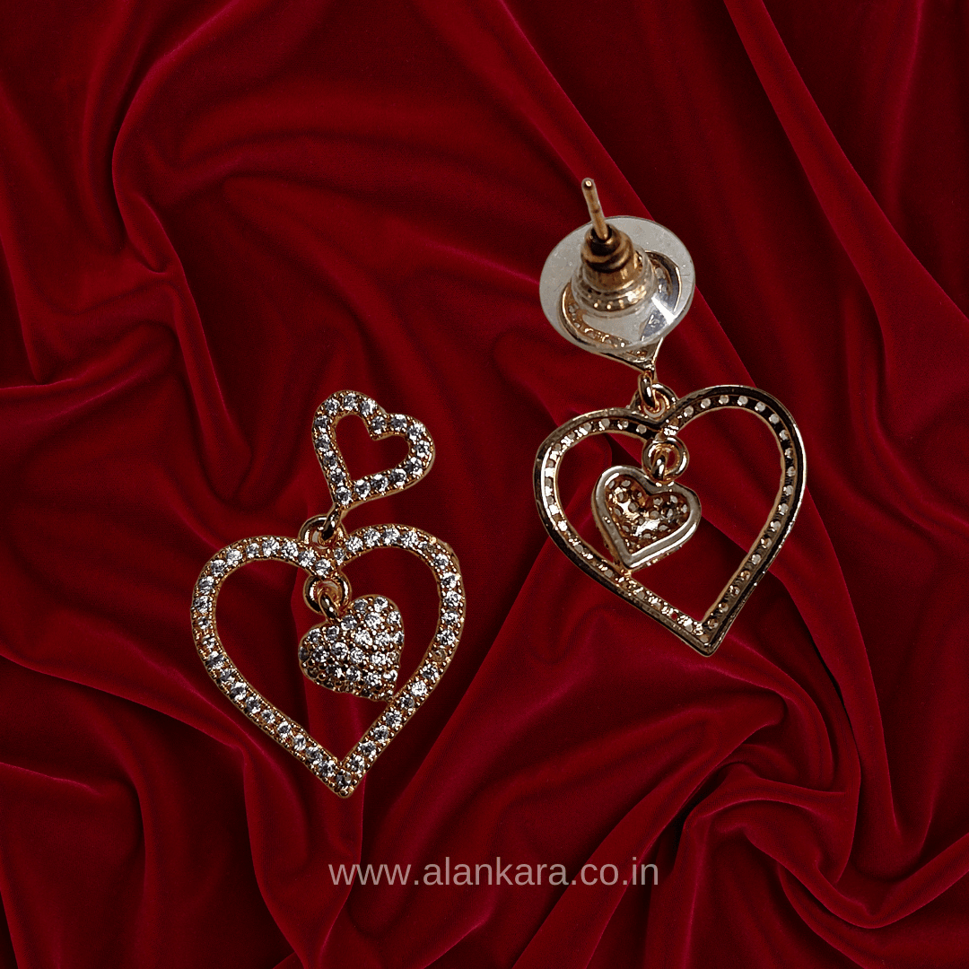 White heart drop studs - Stainless steel western earrings