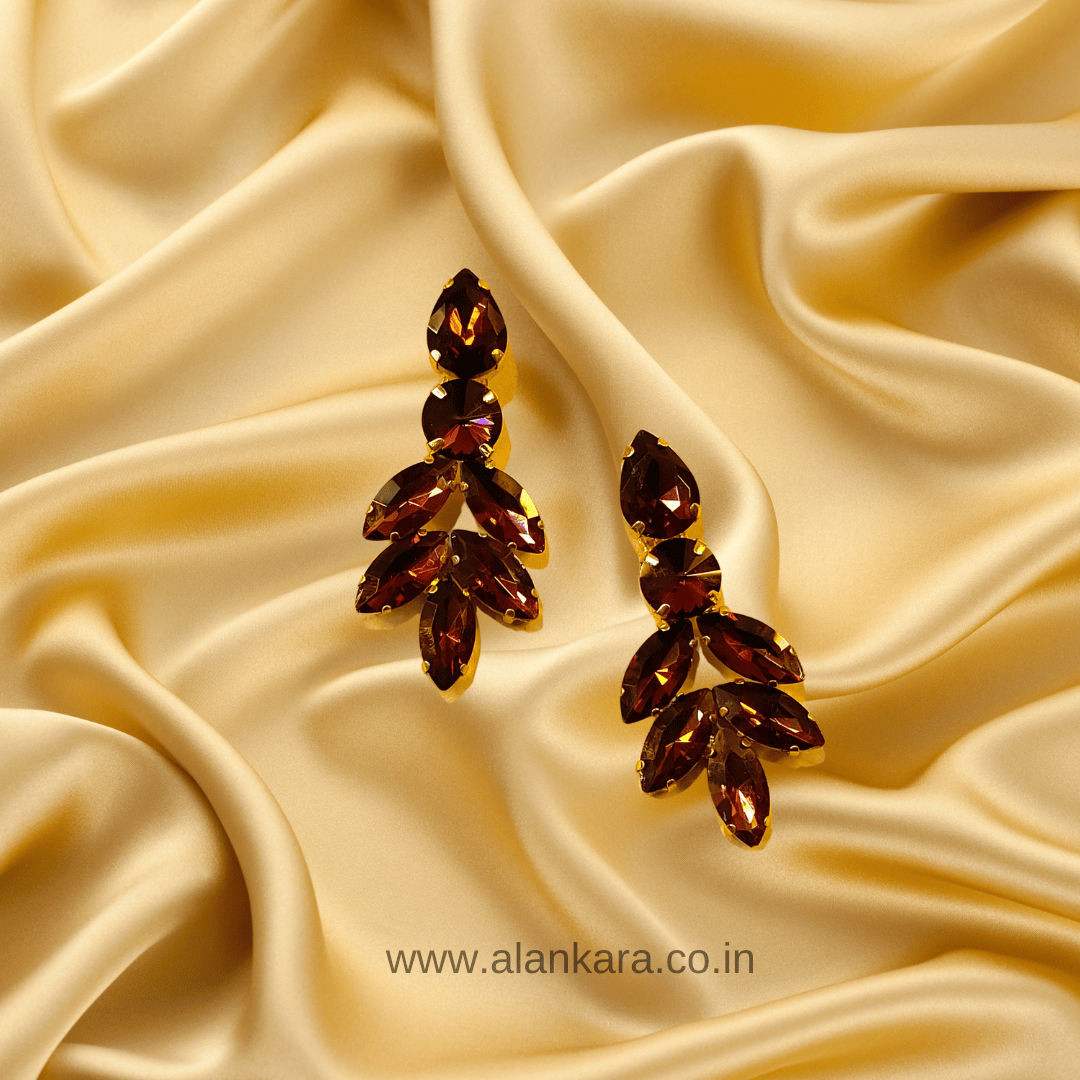 Wine Stone earrings jhumka danglers - Partywear Earrings Korean | ALANKARA