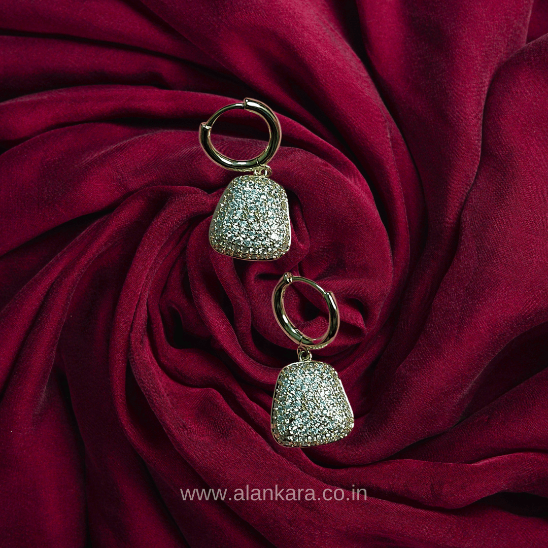 White earrings western party purse studs - Stainless steel earrings | ALANKARA