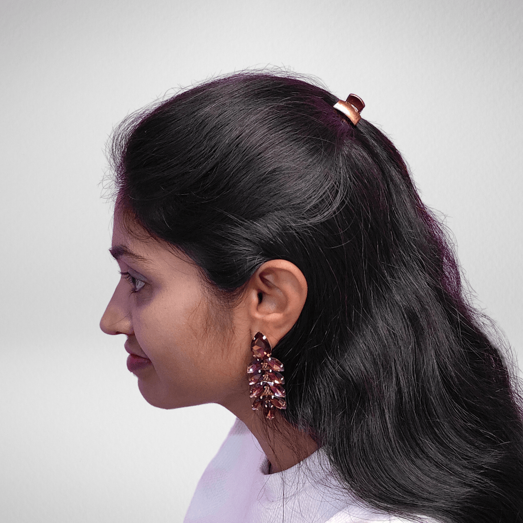 Wine petals stone danglers - Partywear women Korean Earrings | ALANKARA