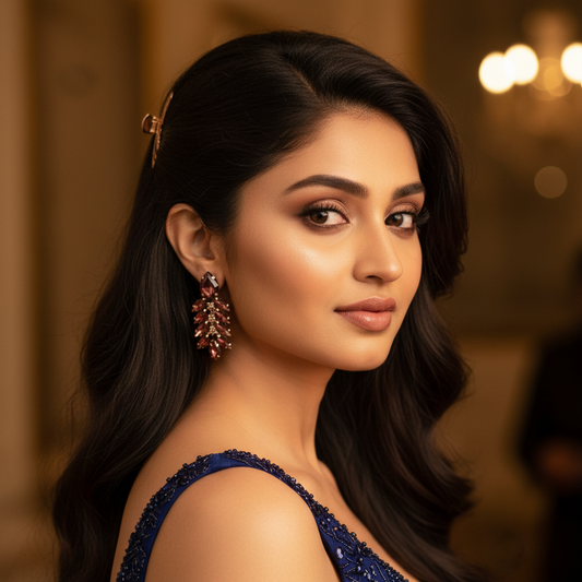 Wine petals stone danglers - Partywear women Korean Earrings | Alankara