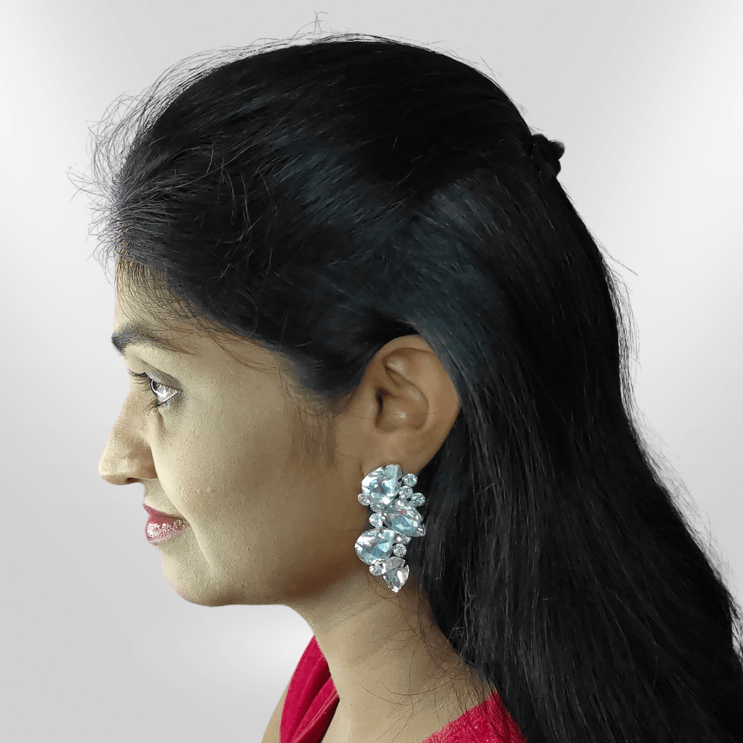 White stone Earrings for Women - glass studs | ALANKARA