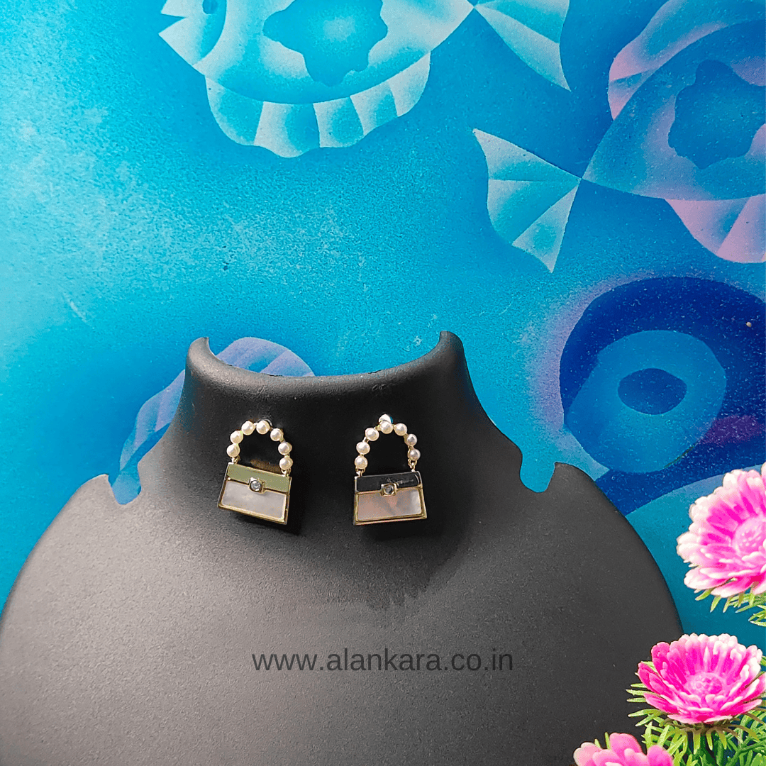White purse stud Earrings