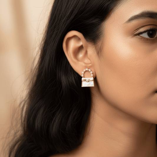 White purse stud Earrings