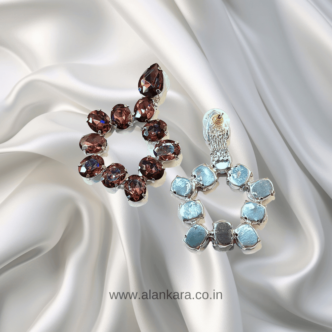 Wine Stone Earrings Penta Hoops