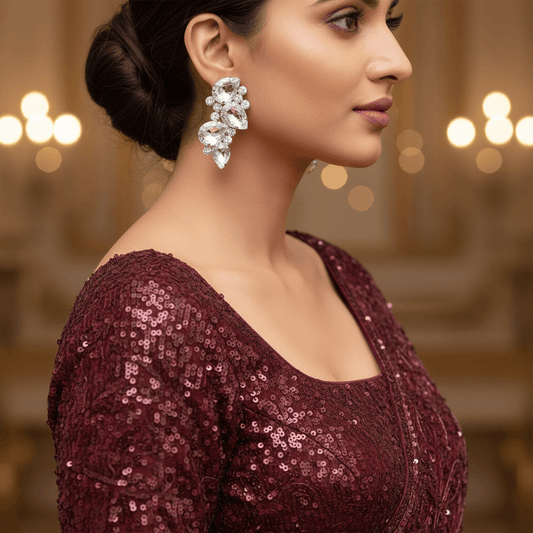 White stone Earrings for Women - glass studs | Alankara